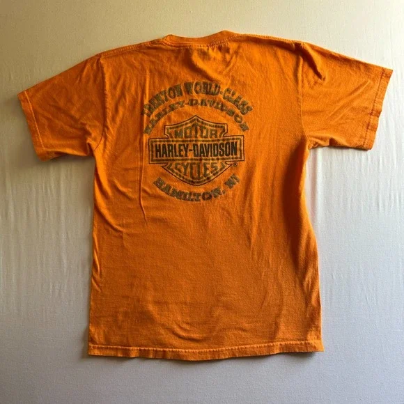 HARLEY DAVIDSON Shirt Vintage Y2K Mens Large Orange Eagle Graphic USA Style - Picture 2 of 6